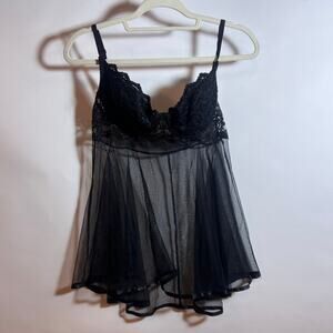 Black Sheer Underwired Babydoll With Lace Cups